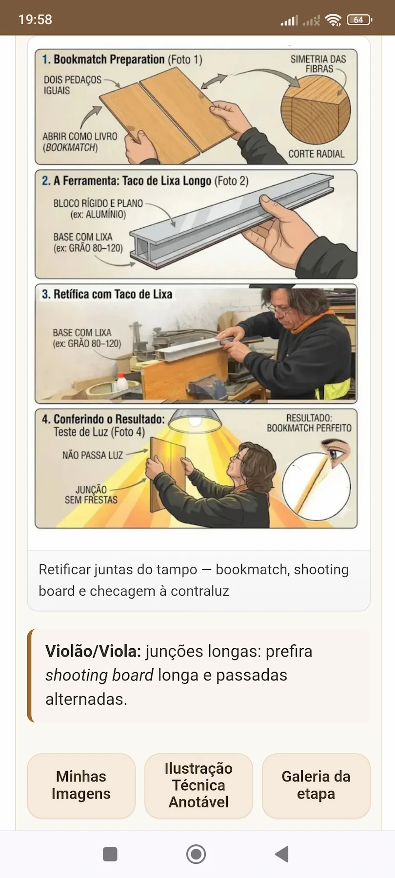 App de luthieria no celular — guia do luthier Método Baratieri na oficina